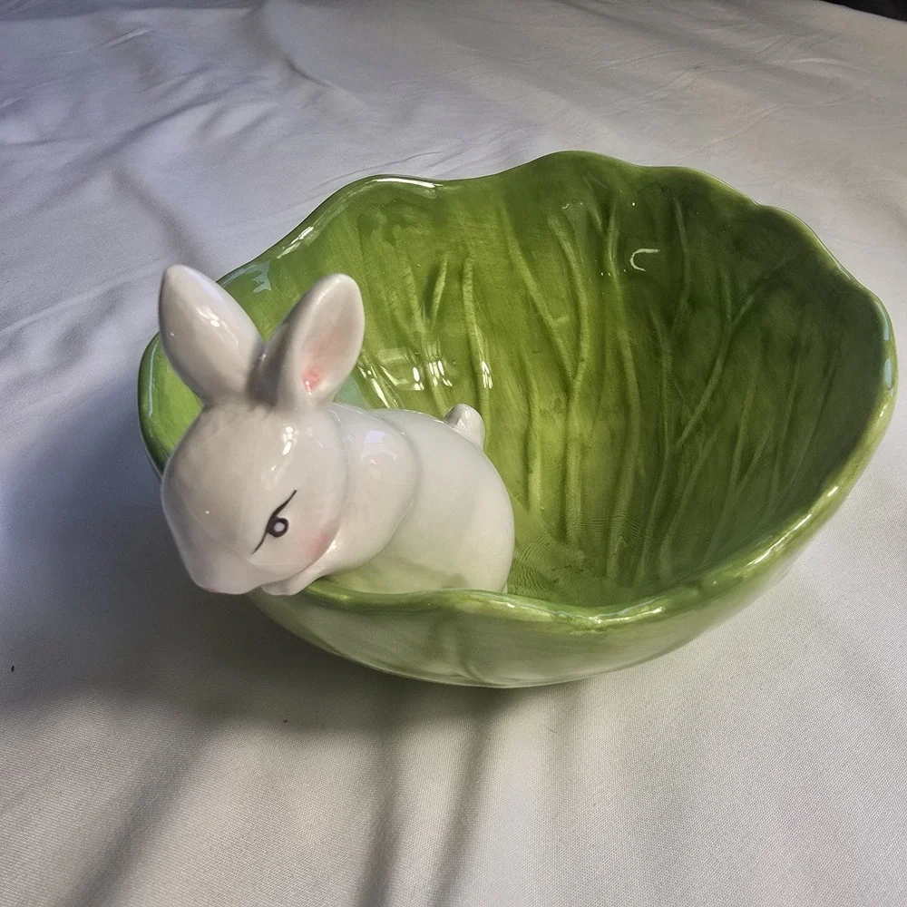 RAZ IMPORTS CARROT PATCH - CABBAGE BUNNY BOWL - 2 1/2